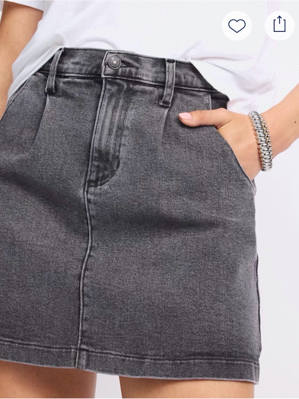 Just Black Washed Gray-Black Denim Mini Skirt